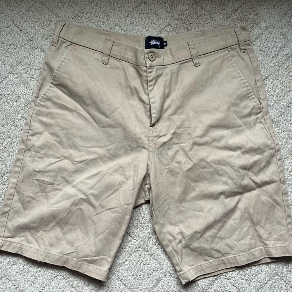 Stussy Embroidered Beige Chino Shorts